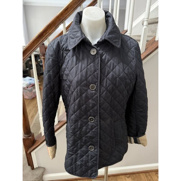 Women Burberry Brit Quilted Jacket Copford Navy Size Large - Picture 1 of 8